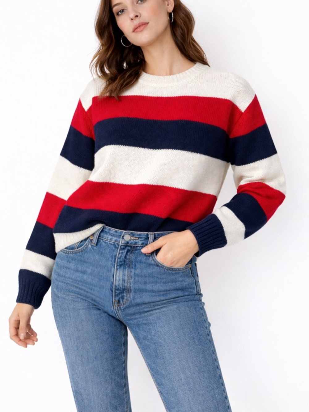 Bluenotes Striped Knit Top – Size XS | Y2K Prep Revival | Bold Colorblock |